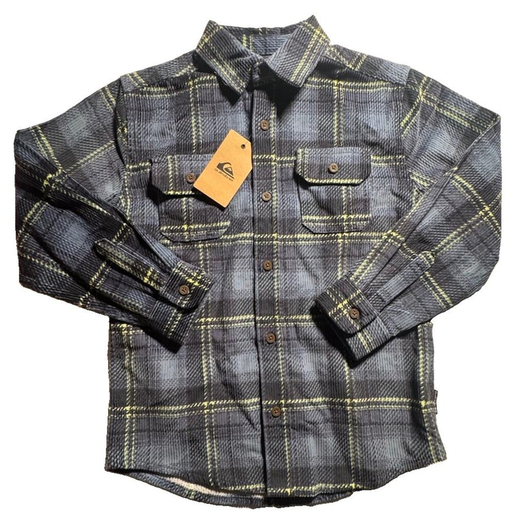 Quiksilver Boys Small Coronet Blue Plaid Flannel Shirt NWT QSFHB37F-428